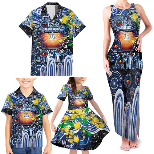 Personalised NAIDOC Week 2025 Kangaroos Football Family Matching Tank Maxi Dress and Hawaiian Shirt Aboriginal Dot Painting