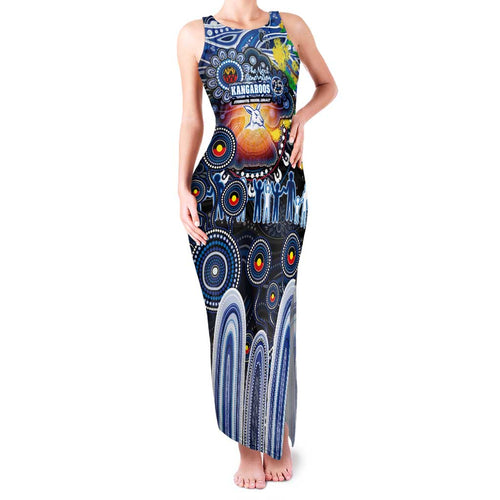 Personalised NAIDOC Week 2025 Kangaroos Football Family Matching Tank Maxi Dress and Hawaiian Shirt Aboriginal Dot Painting