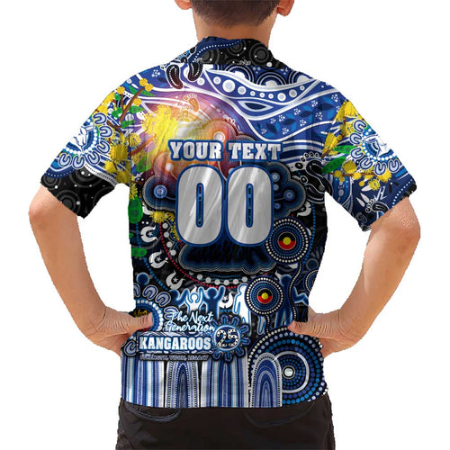 Personalised NAIDOC Week 2025 Kangaroos Football Kid Hawaiian Shirt Aboriginal Dot Painting