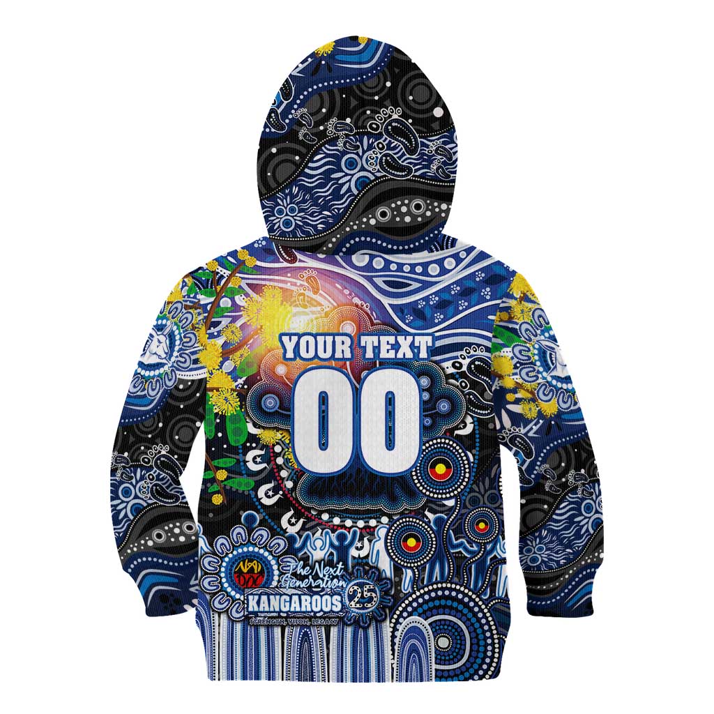 Personalised NAIDOC Week 2025 Kangaroos Football Kid Hoodie Aboriginal Dot Painting