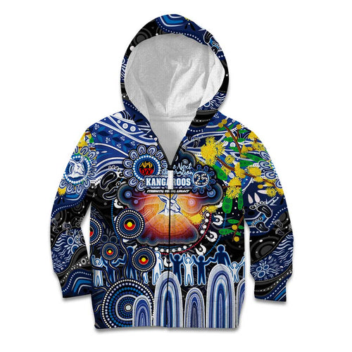 Personalised NAIDOC Week 2025 Kangaroos Football Kid Hoodie Aboriginal Dot Painting