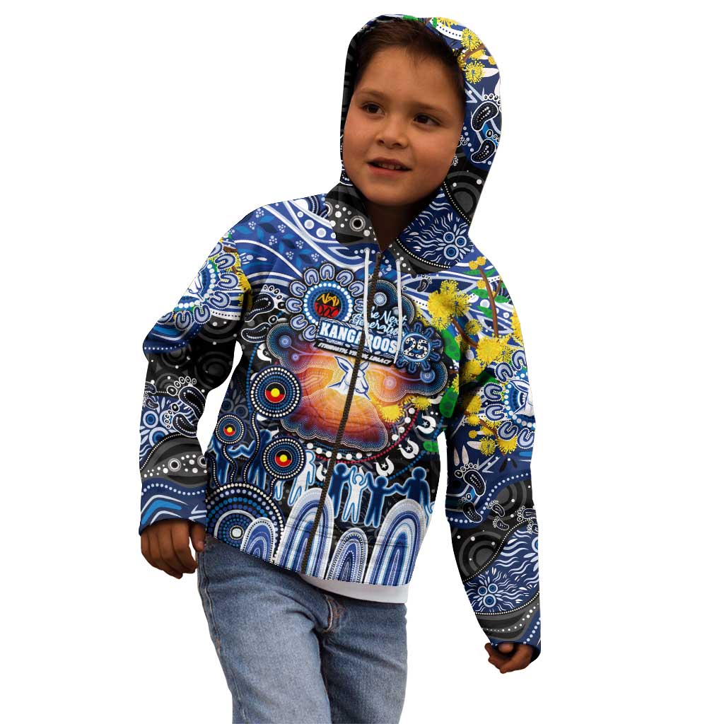 Personalised NAIDOC Week 2025 Kangaroos Football Kid Hoodie Aboriginal Dot Painting