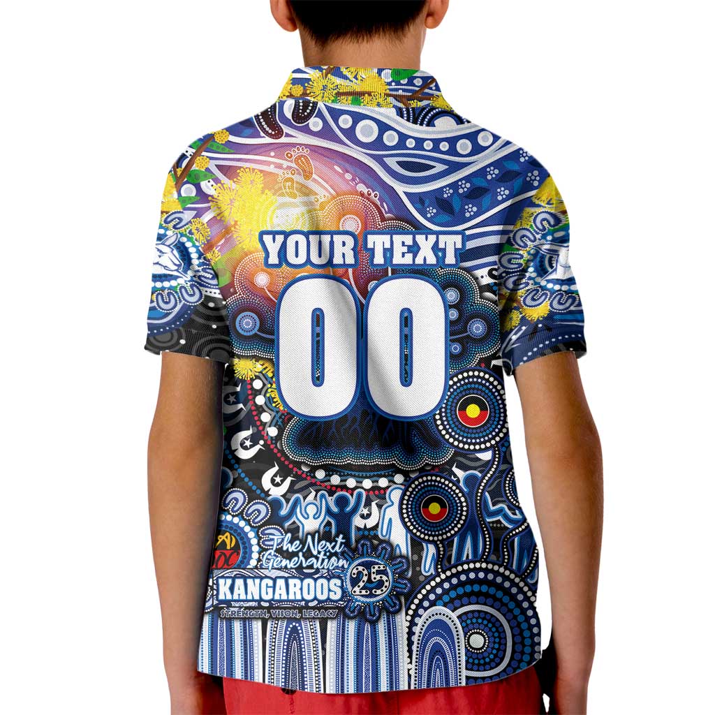 Personalised NAIDOC Week 2025 Kangaroos Football Kid Polo Shirt Aboriginal Dot Painting