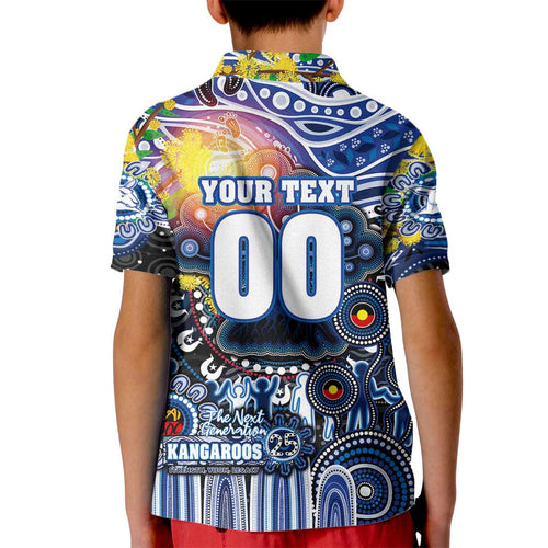 Personalised NAIDOC Week 2025 Kangaroos Football Kid Polo Shirt Aboriginal Dot Painting