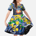 Personalised NAIDOC Week 2025 Kangaroos Football Kid Short Sleeve Dress Aboriginal Dot Painting