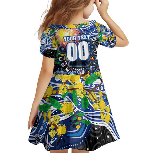 Personalised NAIDOC Week 2025 Kangaroos Football Kid Short Sleeve Dress Aboriginal Dot Painting