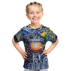 Personalised NAIDOC Week 2025 Kangaroos Football Kid T Shirt Aboriginal Dot Painting