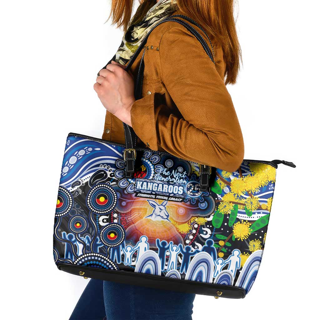 NAIDOC Week 2025 Kangaroos Football Leather Tote Bag Aboriginal Dot Painting