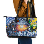NAIDOC Week 2025 Kangaroos Football Leather Tote Bag Aboriginal Dot Painting