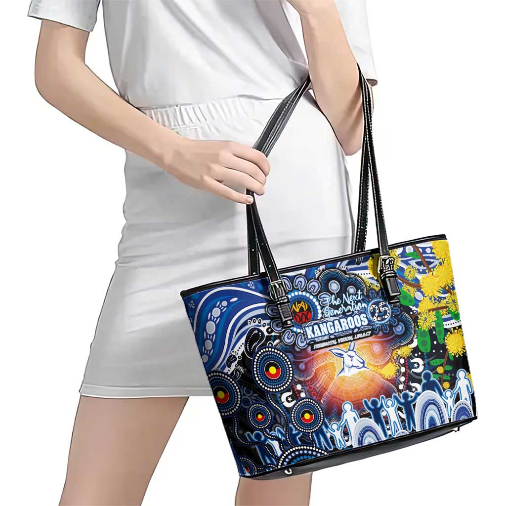 NAIDOC Week 2025 Kangaroos Football Leather Tote Bag Aboriginal Dot Painting