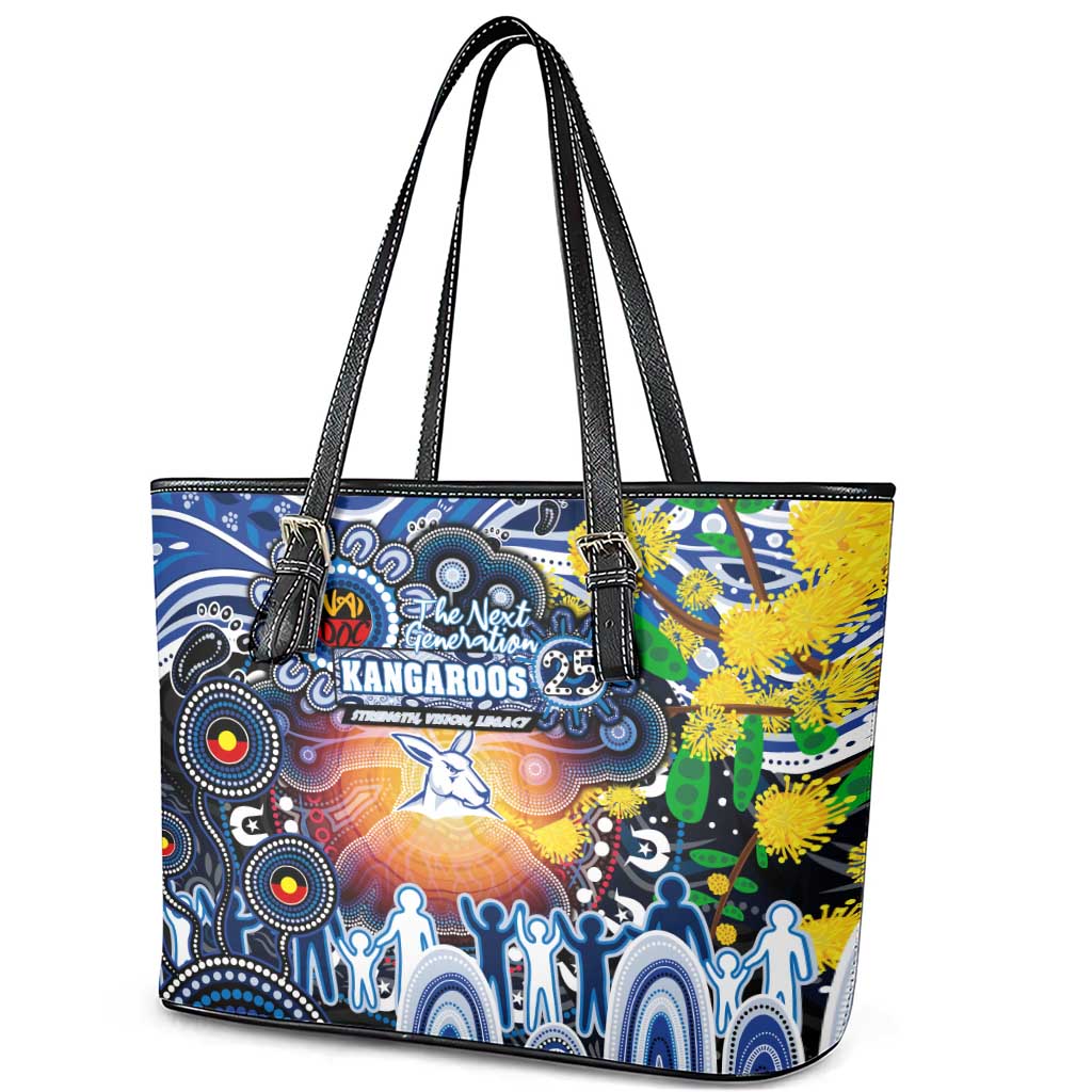 NAIDOC Week 2025 Kangaroos Football Leather Tote Bag Aboriginal Dot Painting
