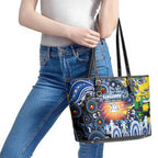 NAIDOC Week 2025 Kangaroos Football Leather Tote Bag Aboriginal Dot Painting