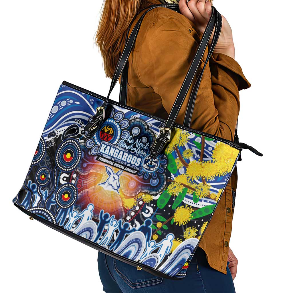 NAIDOC Week 2025 Kangaroos Football Leather Tote Bag Aboriginal Dot Painting