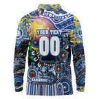 Personalised NAIDOC Week 2025 Kangaroos Football Long Sleeve Polo Shirt Aboriginal Dot Painting