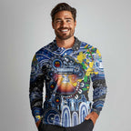 Personalised NAIDOC Week 2025 Kangaroos Football Long Sleeve Polo Shirt Aboriginal Dot Painting