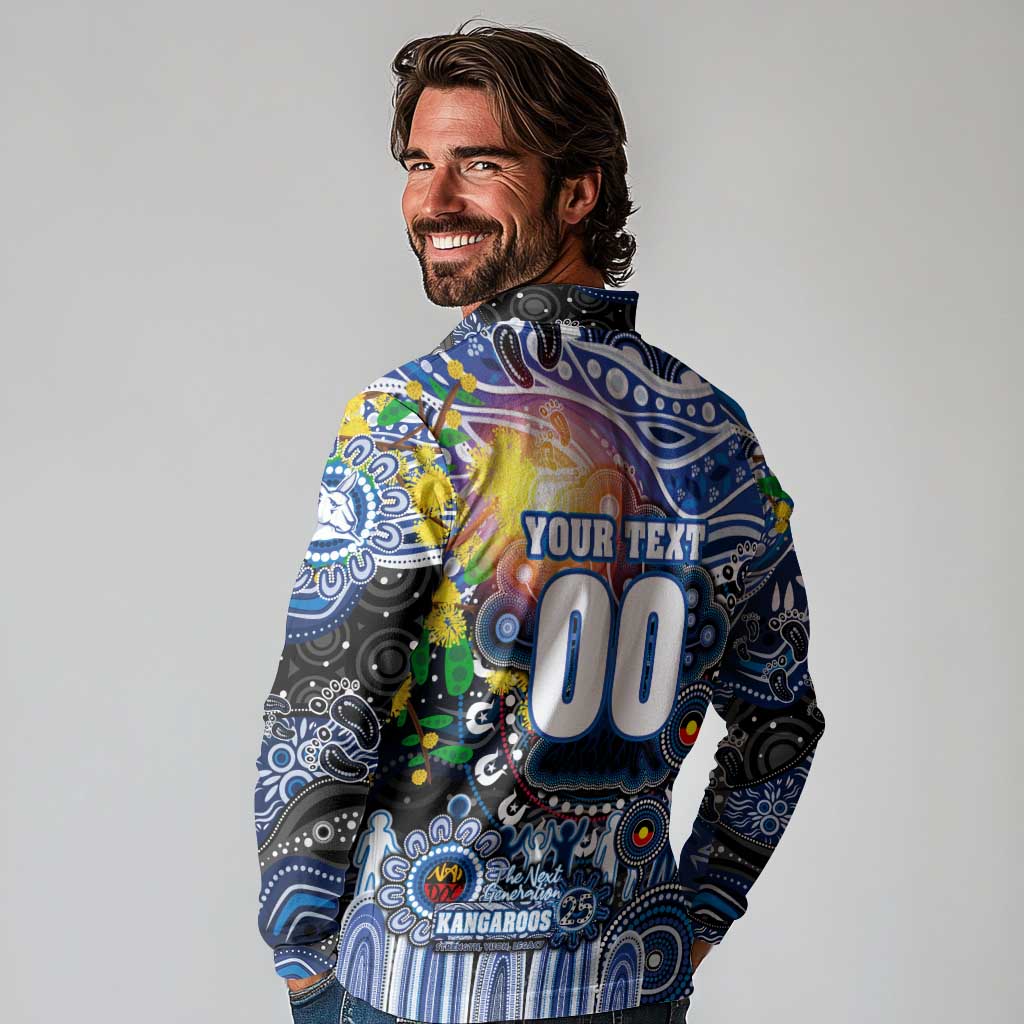 Personalised NAIDOC Week 2025 Kangaroos Football Long Sleeve Polo Shirt Aboriginal Dot Painting