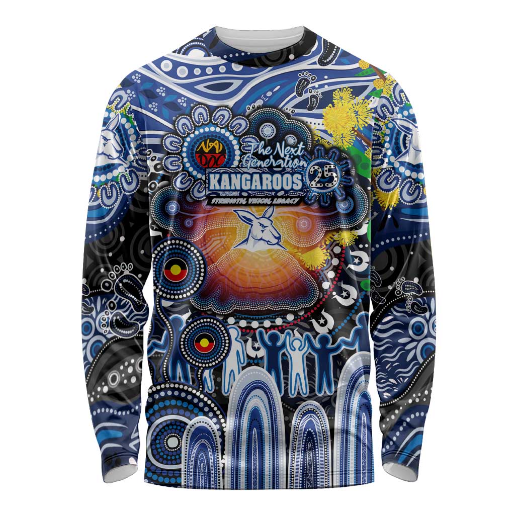 Personalised NAIDOC Week 2025 Kangaroos Football Long Sleeve Shirt Aboriginal Dot Painting
