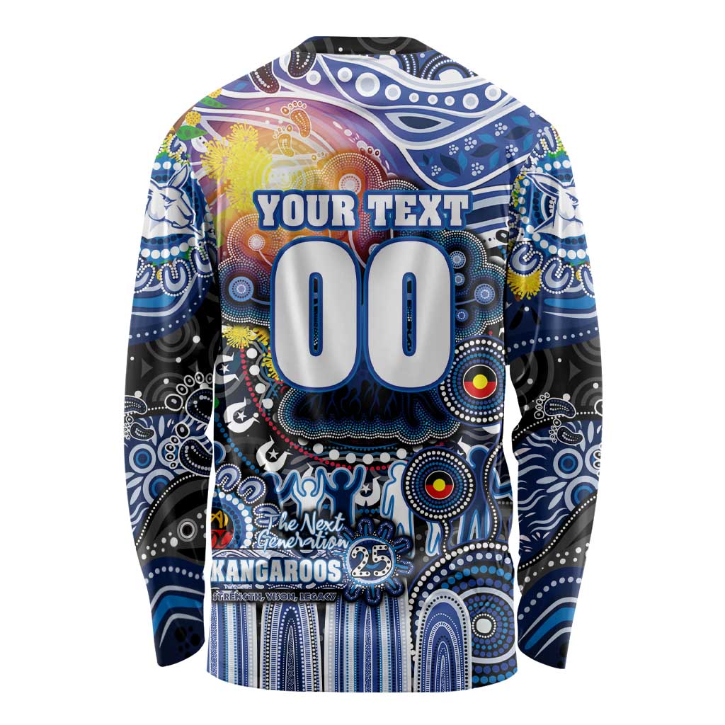 Personalised NAIDOC Week 2025 Kangaroos Football Long Sleeve Shirt Aboriginal Dot Painting