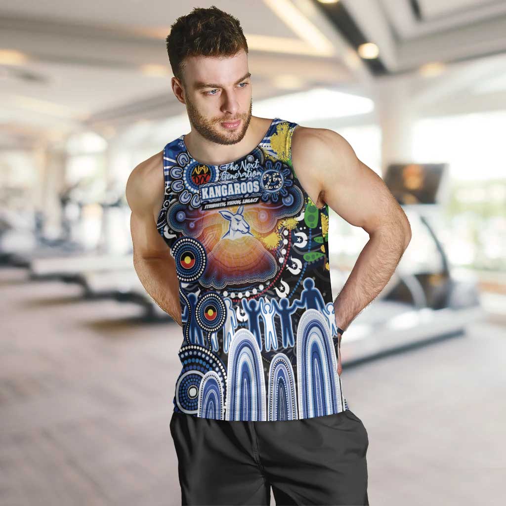 Personalised NAIDOC Week 2025 Kangaroos Football Men Tank Top Aboriginal Dot Painting
