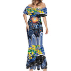 Personalised NAIDOC Week 2025 Kangaroos Football Mermaid Dress Aboriginal Dot Painting