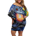Personalised NAIDOC Week 2025 Kangaroos Football Off Shoulder Short Dress Aboriginal Dot Painting