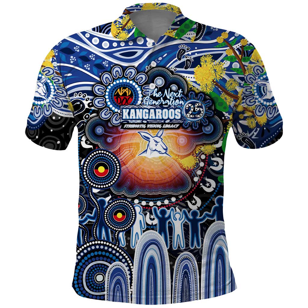 Personalised NAIDOC Week 2025 Kangaroos Football Polo Shirt Aboriginal Dot Painting