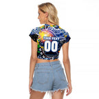 Personalised NAIDOC Week 2025 Kangaroos Football Raglan Cropped T Shirt Aboriginal Dot Painting