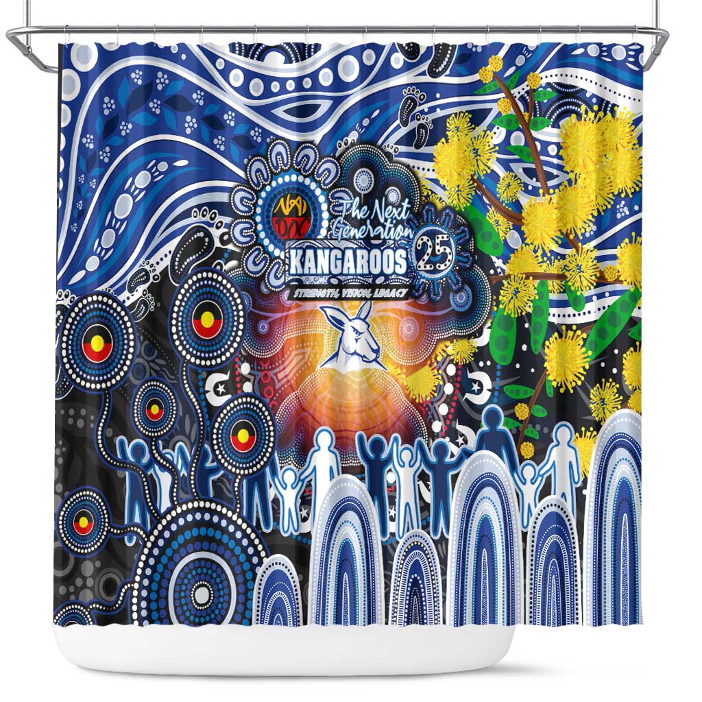 NAIDOC Week 2025 Kangaroos Football Shower Curtain Aboriginal Dot Painting
