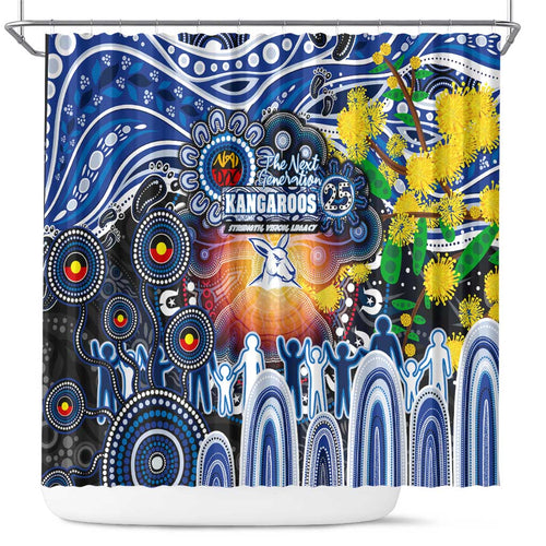 NAIDOC Week 2025 Kangaroos Football Shower Curtain Aboriginal Dot Painting