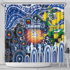 NAIDOC Week 2025 Kangaroos Football Shower Curtain Aboriginal Dot Painting