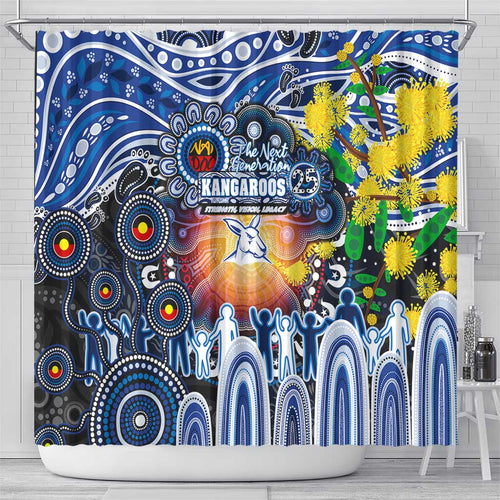 NAIDOC Week 2025 Kangaroos Football Shower Curtain Aboriginal Dot Painting