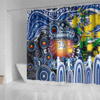 NAIDOC Week 2025 Kangaroos Football Shower Curtain Aboriginal Dot Painting