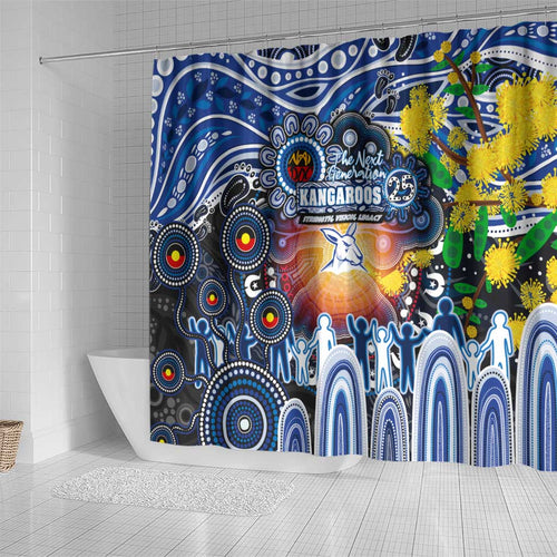 NAIDOC Week 2025 Kangaroos Football Shower Curtain Aboriginal Dot Painting
