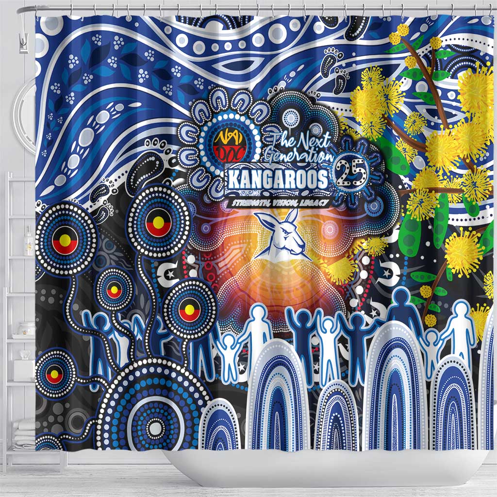 NAIDOC Week 2025 Kangaroos Football Shower Curtain Aboriginal Dot Painting