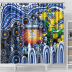 NAIDOC Week 2025 Kangaroos Football Shower Curtain Aboriginal Dot Painting