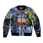 Personalised NAIDOC Week 2025 Kangaroos Football Sleeve Zip Bomber Jacket Aboriginal Dot Painting
