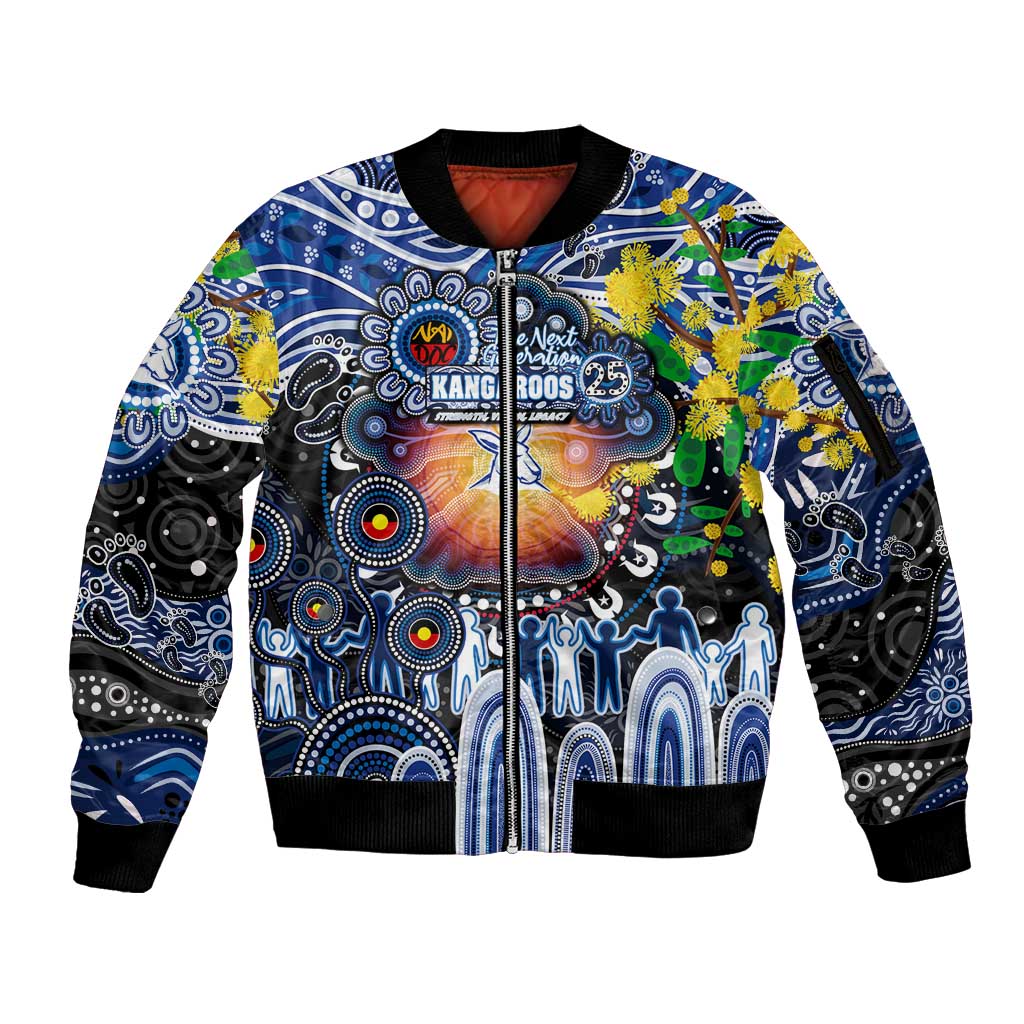 Personalised NAIDOC Week 2025 Kangaroos Football Sleeve Zip Bomber Jacket Aboriginal Dot Painting