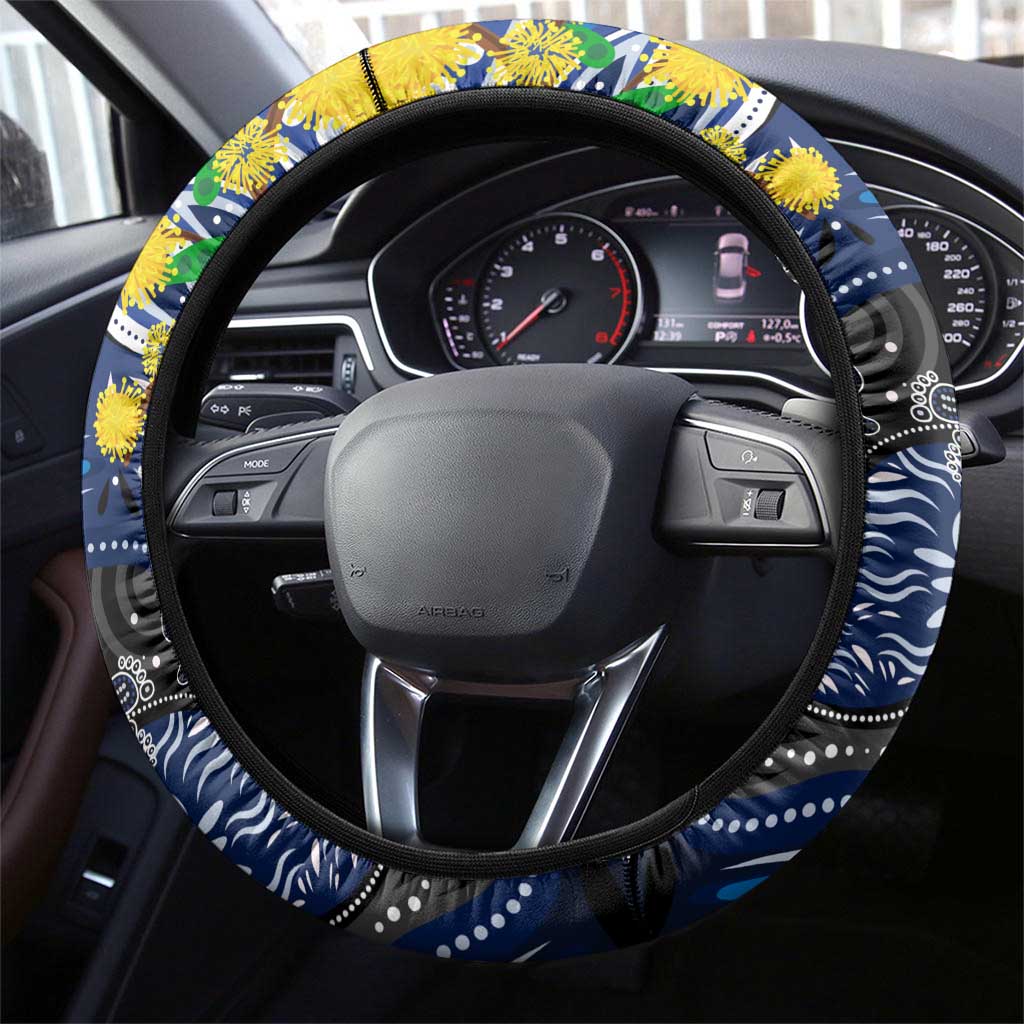 NAIDOC Week 2025 Kangaroos Football Steering Wheel Cover Aboriginal Dot Painting