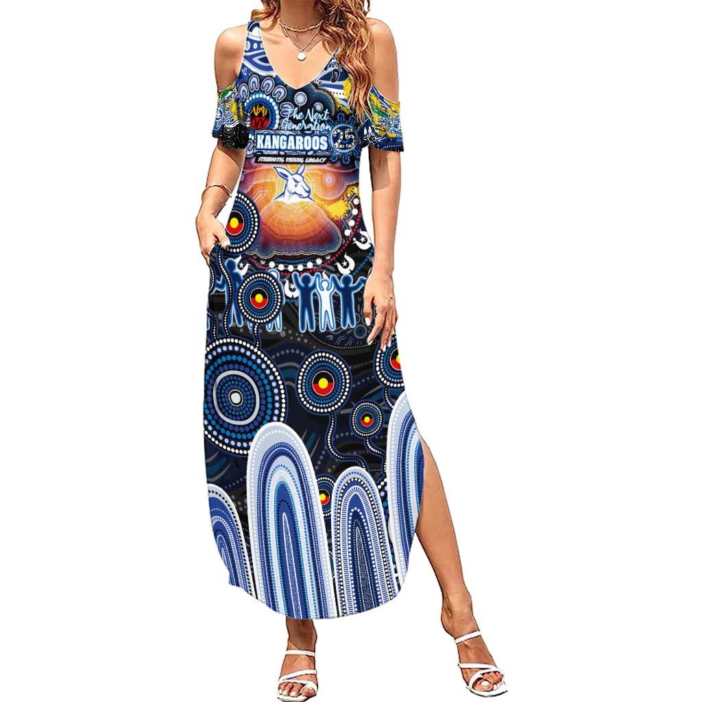 Personalised NAIDOC Week 2025 Kangaroos Football Summer Maxi Dress Aboriginal Dot Painting