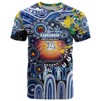 Personalised NAIDOC Week 2025 Kangaroos Football T Shirt Aboriginal Dot Painting