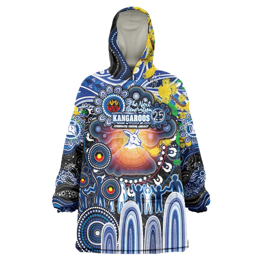 Personalised NAIDOC Week 2025 Kangaroos Football Wearable Blanket Hoodie Aboriginal Dot Painting