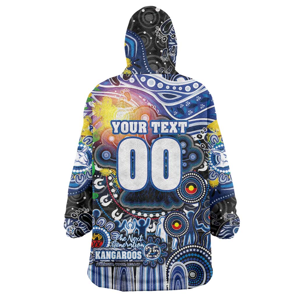 Personalised NAIDOC Week 2025 Kangaroos Football Wearable Blanket Hoodie Aboriginal Dot Painting