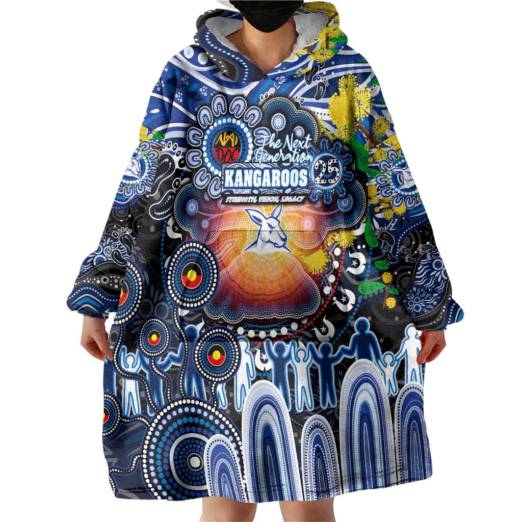 Personalised NAIDOC Week 2025 Kangaroos Football Wearable Blanket Hoodie Aboriginal Dot Painting
