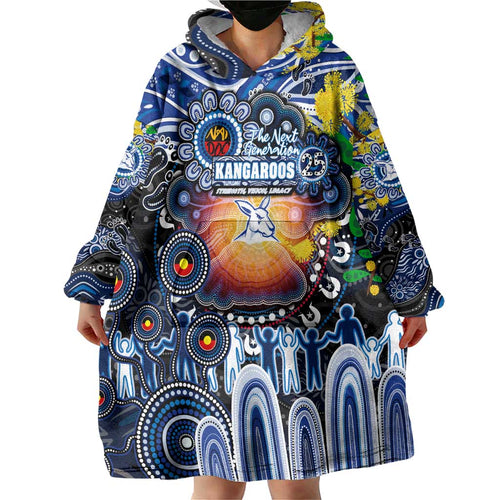 Personalised NAIDOC Week 2025 Kangaroos Football Wearable Blanket Hoodie Aboriginal Dot Painting