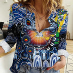 Personalised NAIDOC Week 2025 Kangaroos Football Women Casual Shirt Aboriginal Dot Painting