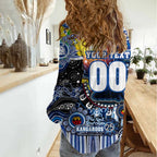 Personalised NAIDOC Week 2025 Kangaroos Football Women Casual Shirt Aboriginal Dot Painting