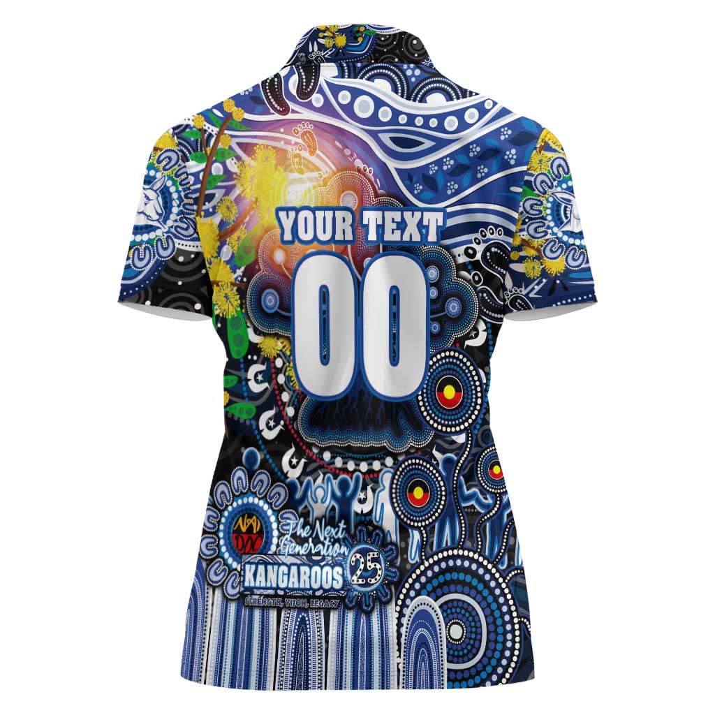 Personalised NAIDOC Week 2025 Kangaroos Football Women Polo Shirt Aboriginal Dot Painting