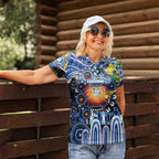 Personalised NAIDOC Week 2025 Kangaroos Football Women Polo Shirt Aboriginal Dot Painting