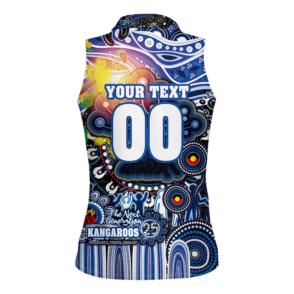 Personalised NAIDOC Week 2025 Kangaroos Football Women Sleeveless Polo Shirt Aboriginal Dot Painting