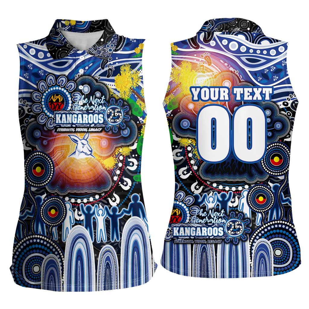Personalised NAIDOC Week 2025 Kangaroos Football Women Sleeveless Polo Shirt Aboriginal Dot Painting